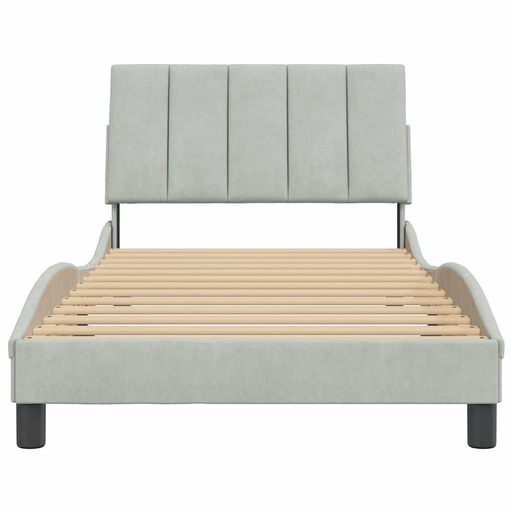 Giroletto senza Materasso Hanko Grigio Chiaro 100x200 cm Velluto