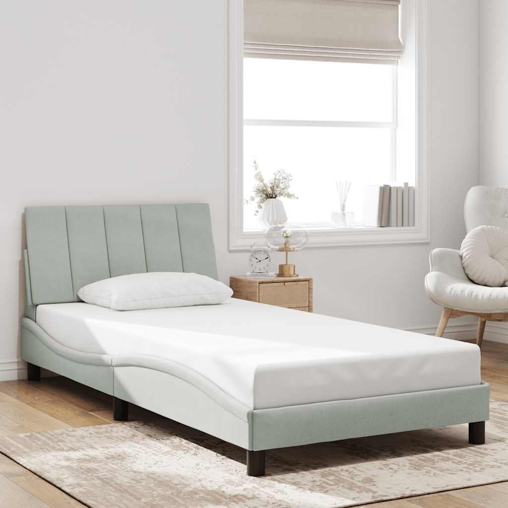 Giroletto senza Materasso Hanko Grigio Chiaro 100x200 cm Velluto