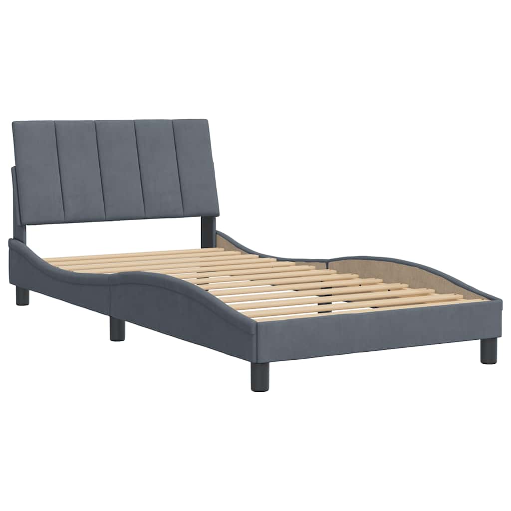 Giroletto senza Materasso Hanko Grigio Scuro 100x200 cm Velluto
