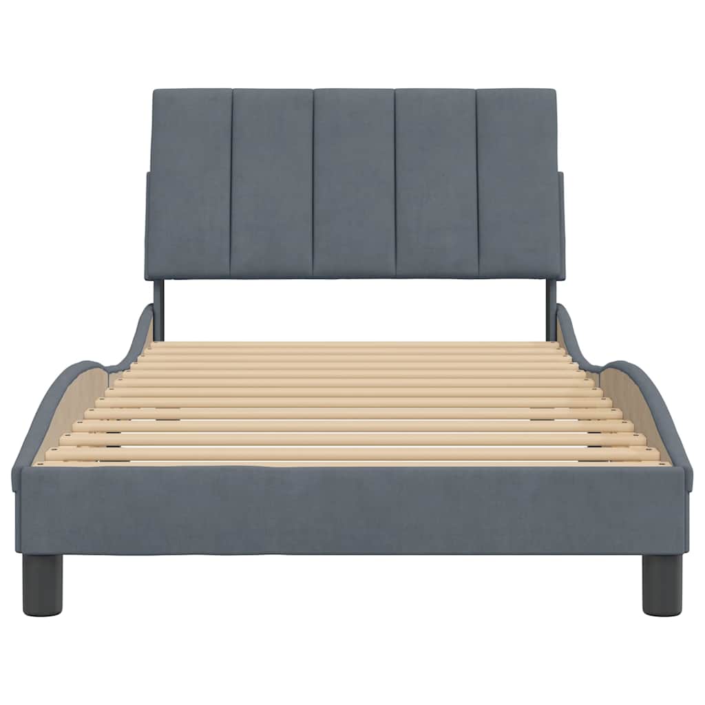 Giroletto senza Materasso Hanko Grigio Scuro 100x200 cm Velluto