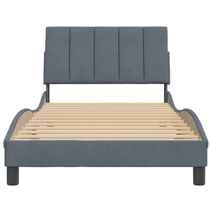 Giroletto senza Materasso Hanko Grigio Scuro 100x200 cm Velluto