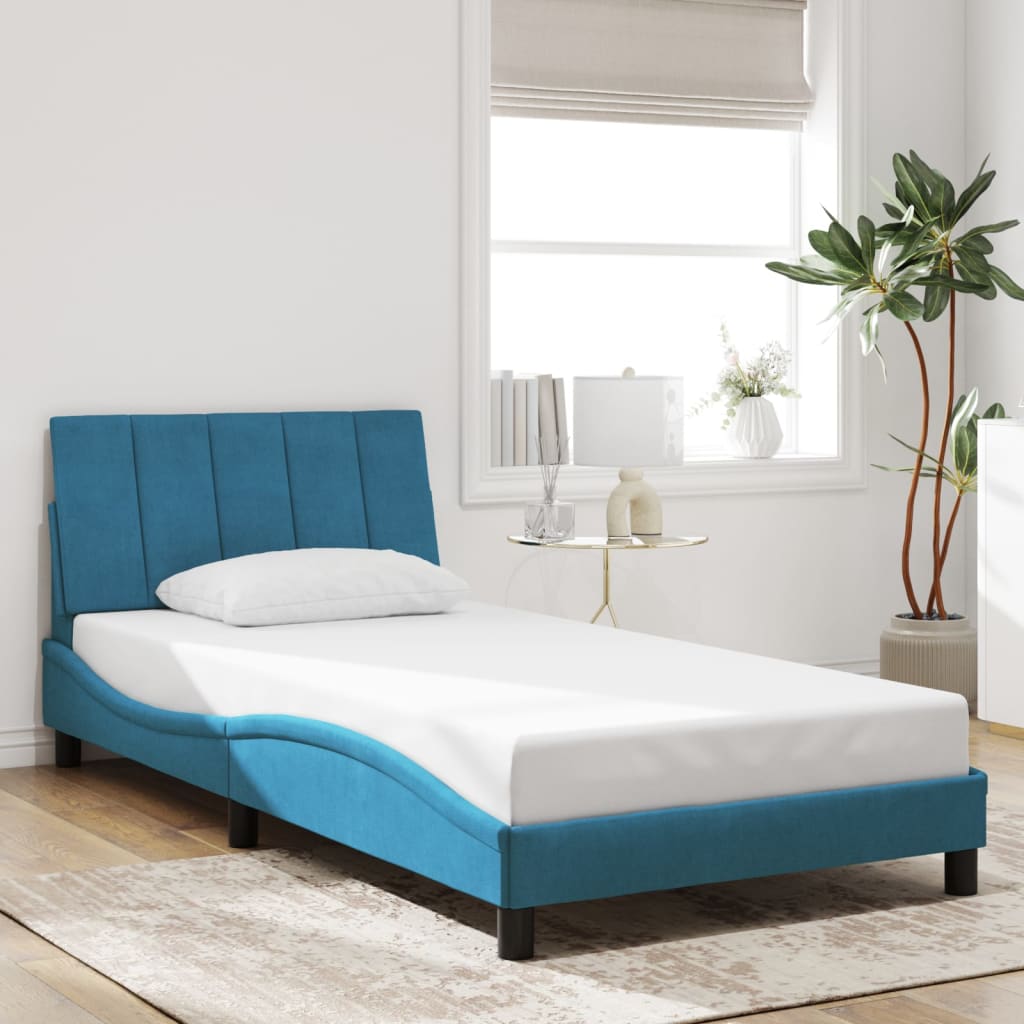 Giroletto con Testiera Blu 100x200 cm in Velluto