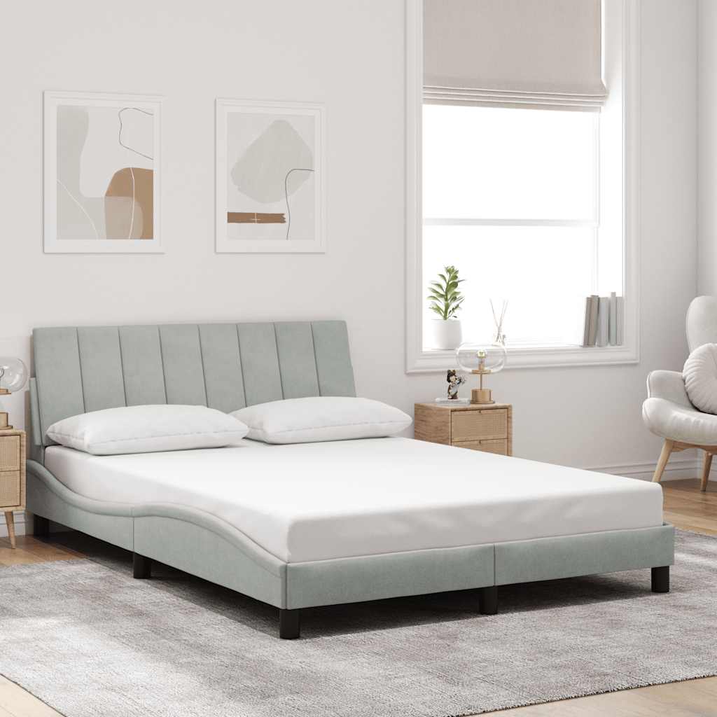 Giroletto senza Materasso Hanko Grigio Chiaro 140x190 cm Velluto