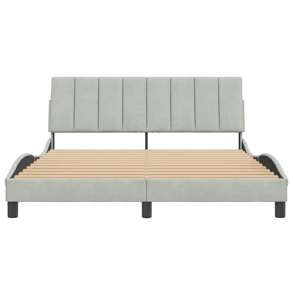Giroletto senza Materasso Hanko Grigio Chiaro 160x200 cm Velluto