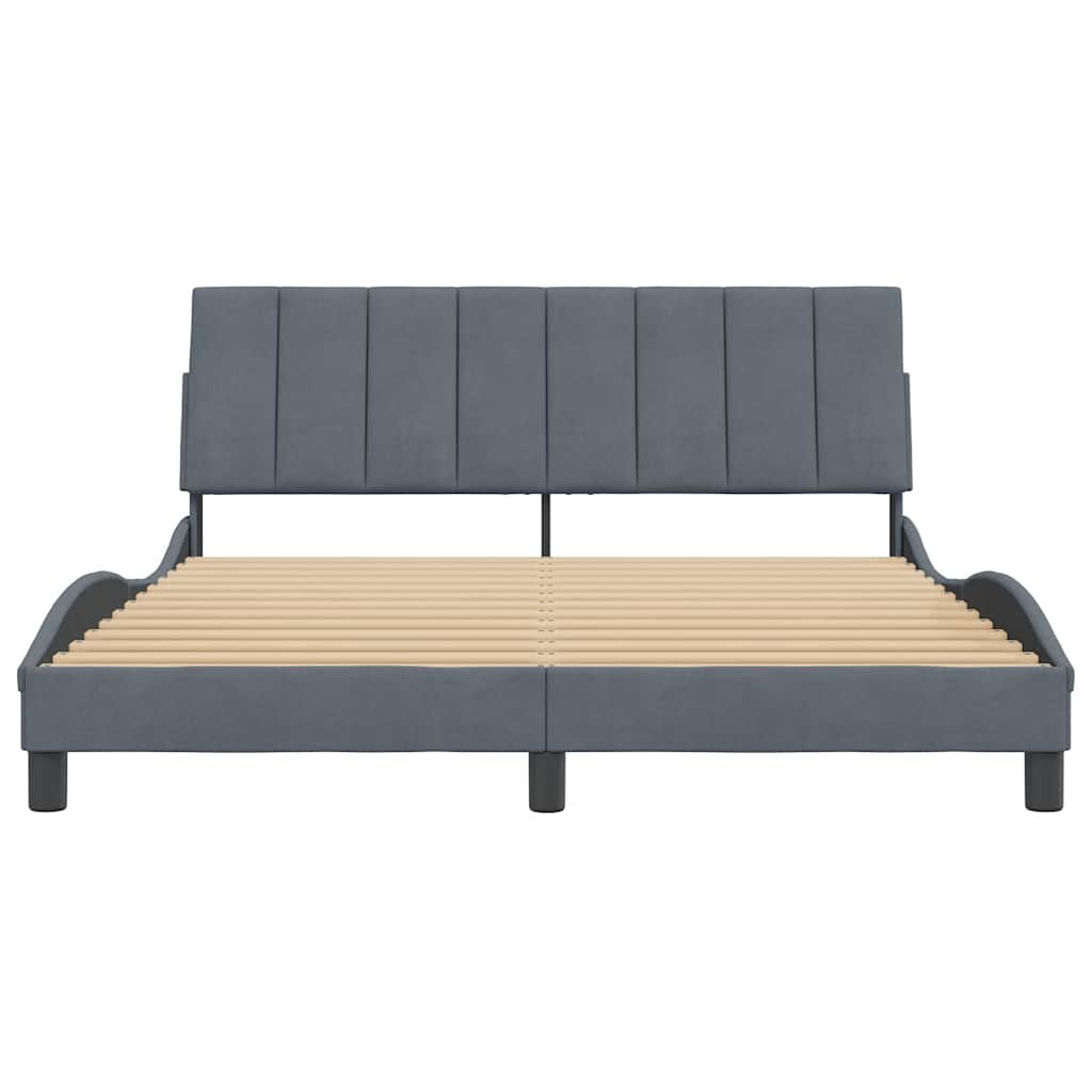Giroletto senza Materasso Hanko Grigio Scuro 160x200 cm Velluto