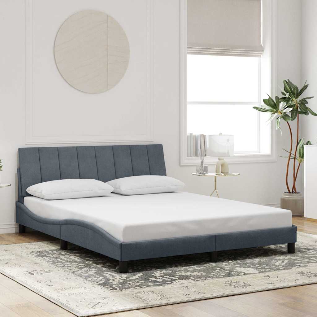 Giroletto senza Materasso Hanko Grigio Scuro 160x200 cm Velluto