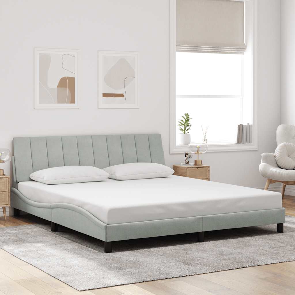 Giroletto senza Materasso Hanko Grigio Chiaro 180x200 cm Velluto