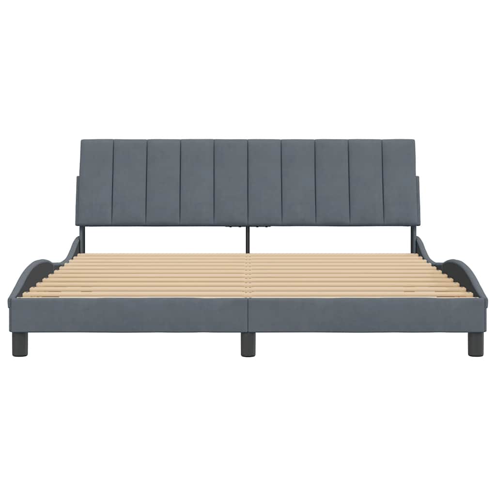 Giroletto senza Materasso Hanko Grigio Scuro 180x200 cm Velluto