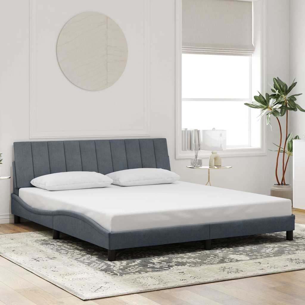 Giroletto senza Materasso Hanko Grigio Scuro 180x200 cm Velluto