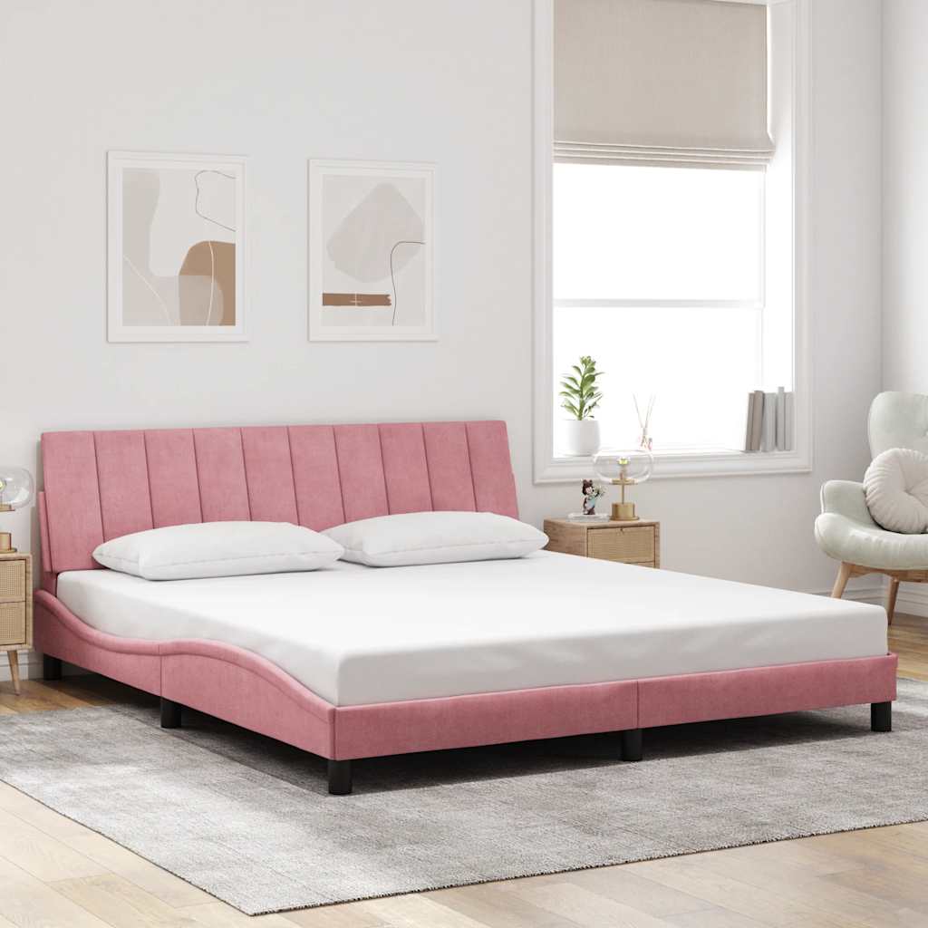 Giroletto senza Materasso Hanko Rosa 180x200 cm in Velluto