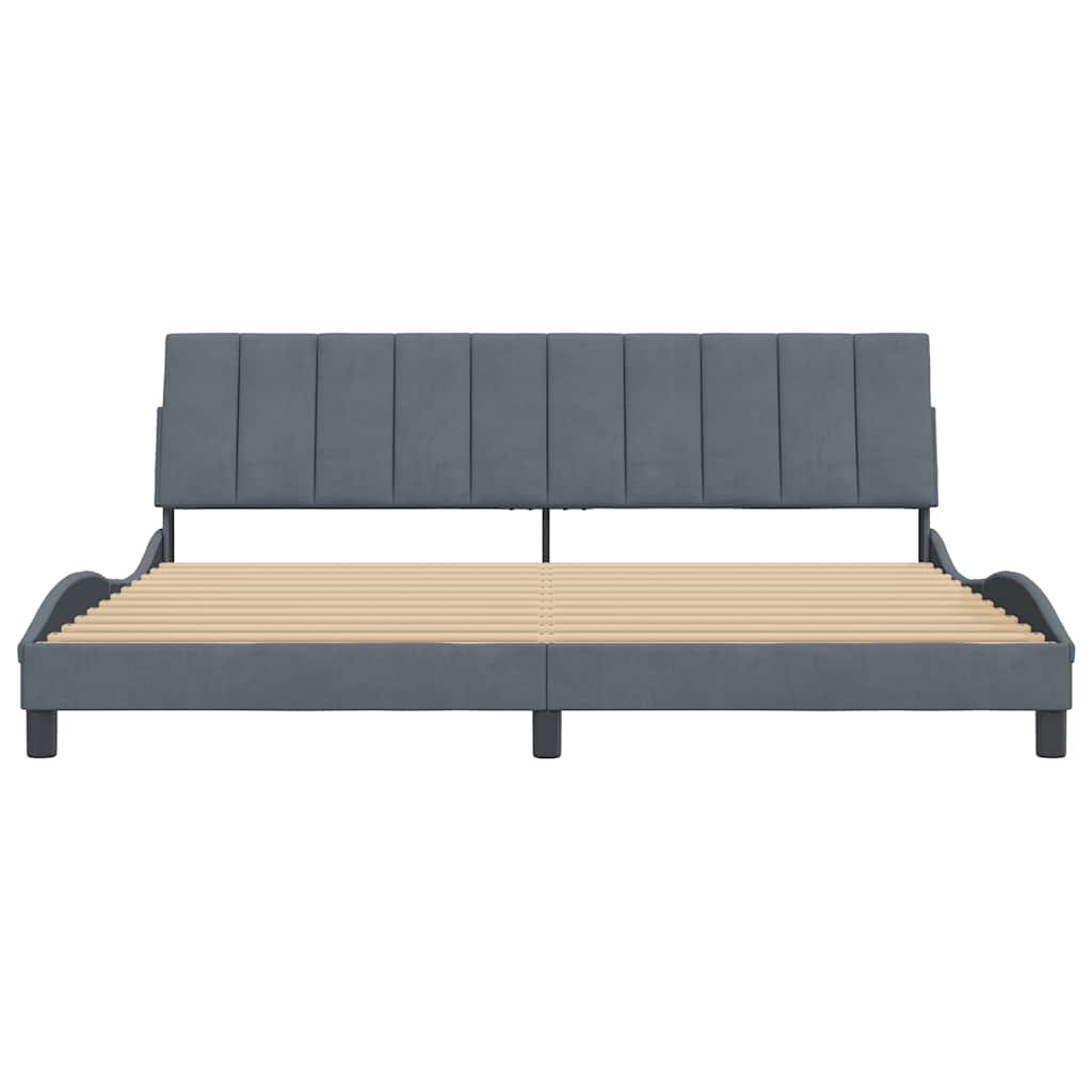 Giroletto senza Materasso Hanko Grigio Scuro 200x200 cm Velluto