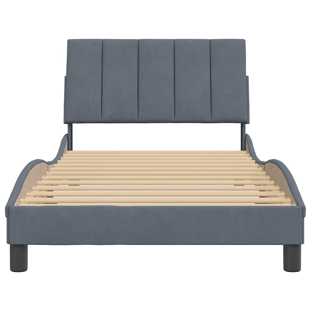 Giroletto senza Materasso Hanko Grigio Scuro 100x203 cm in Velluto