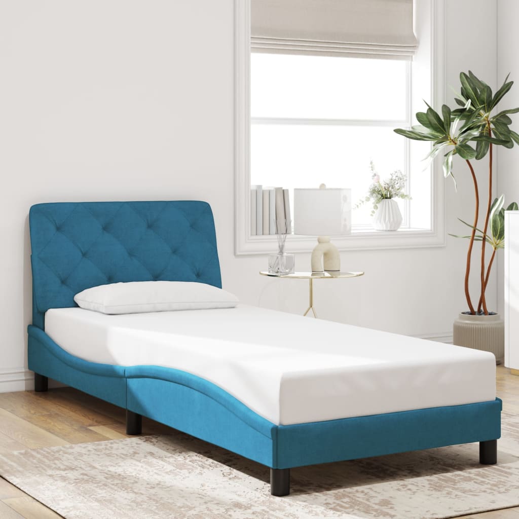 Giroletto con Testiera Blu 80x200 cm in Velluto