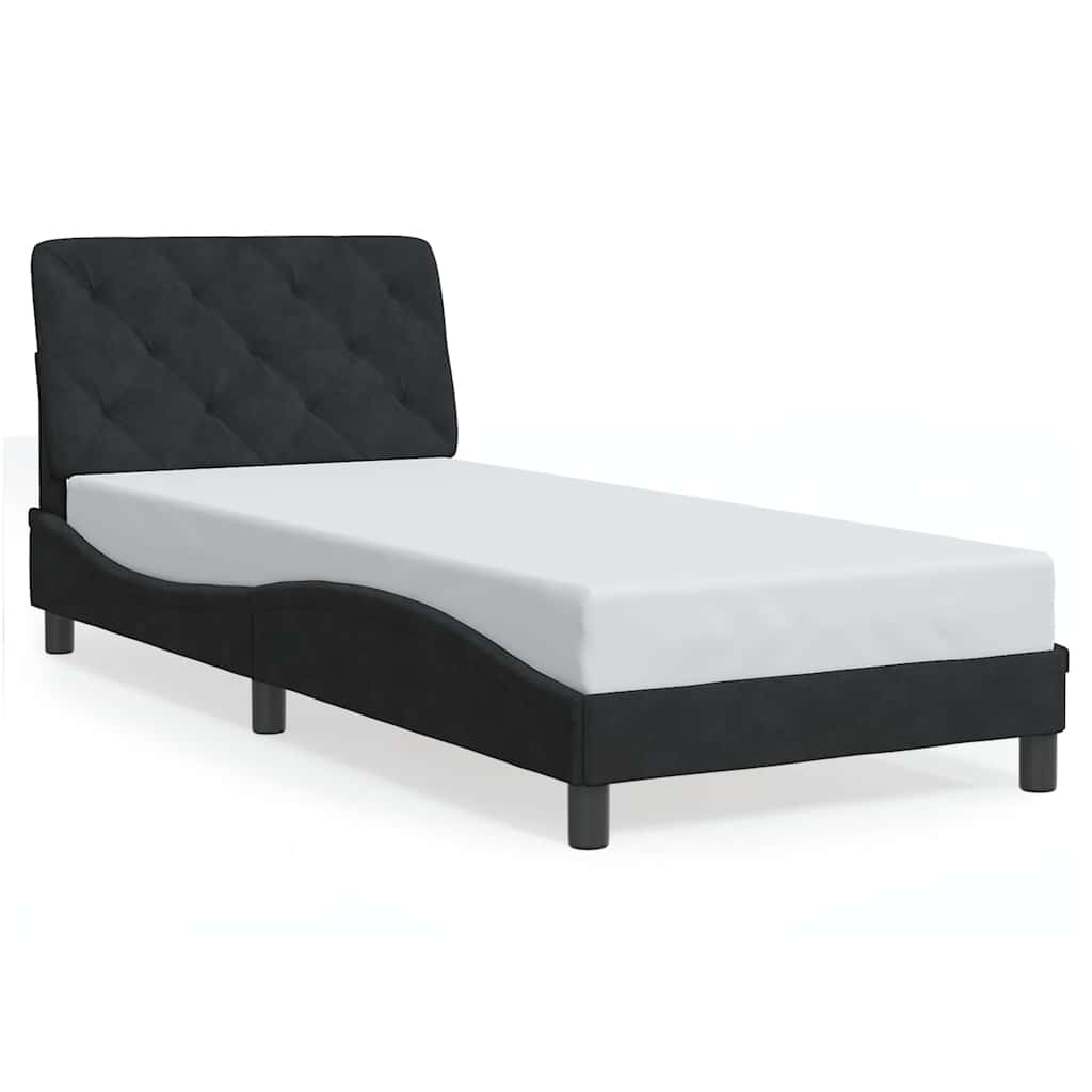 Giroletto senza Materasso Nero 90x190 cm in Velluto