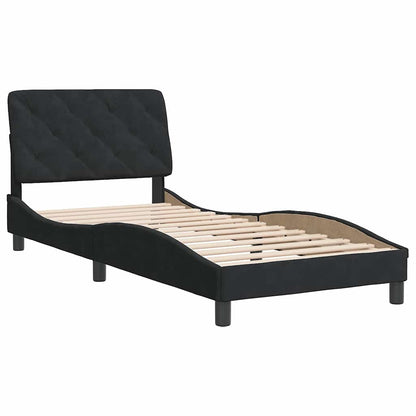Giroletto senza Materasso Nero 90x190 cm in Velluto