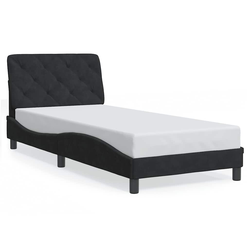 Giroletto senza Materasso Nero 90x200 cm in Velluto
