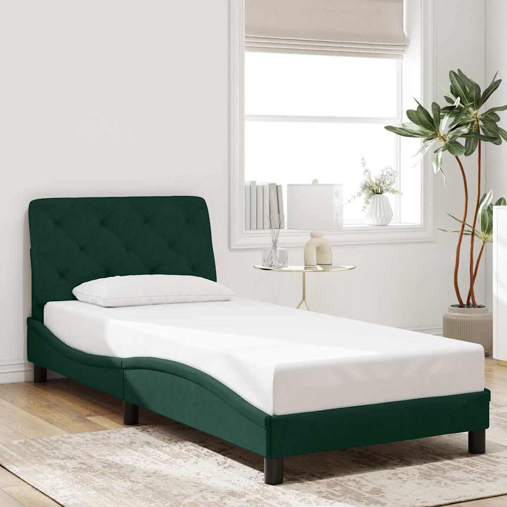 Giroletto senza Materasso Verde Scuro 90x200 cm in Velluto