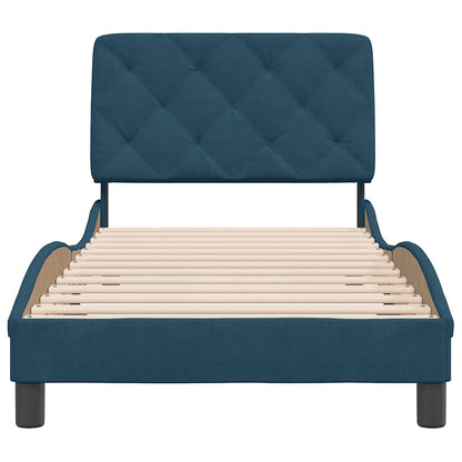 Giroletto senza Materasso Blu 90x200 cm in Velluto