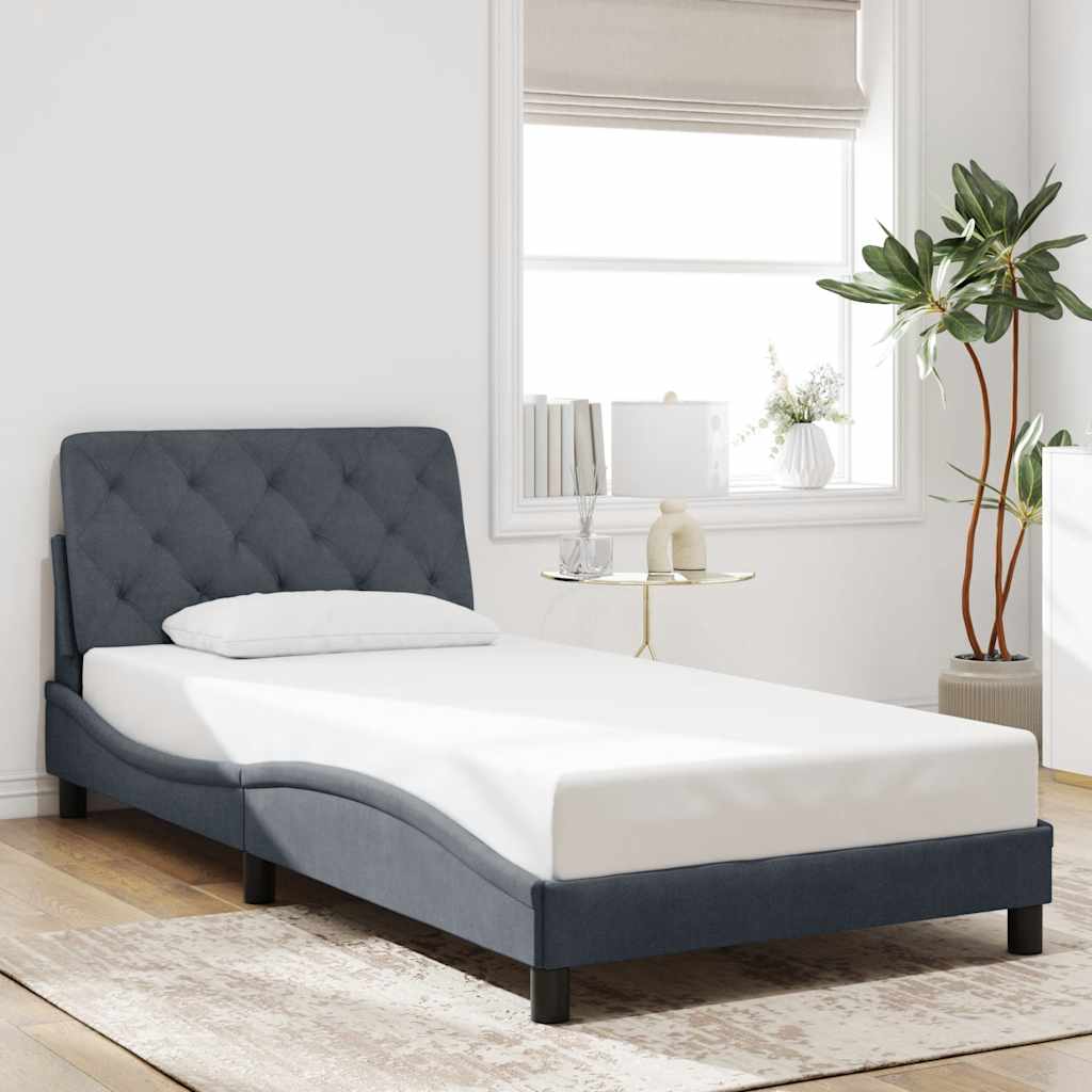 Giroletto senza Materasso Grigio Scuro 100x200 cm Velluto