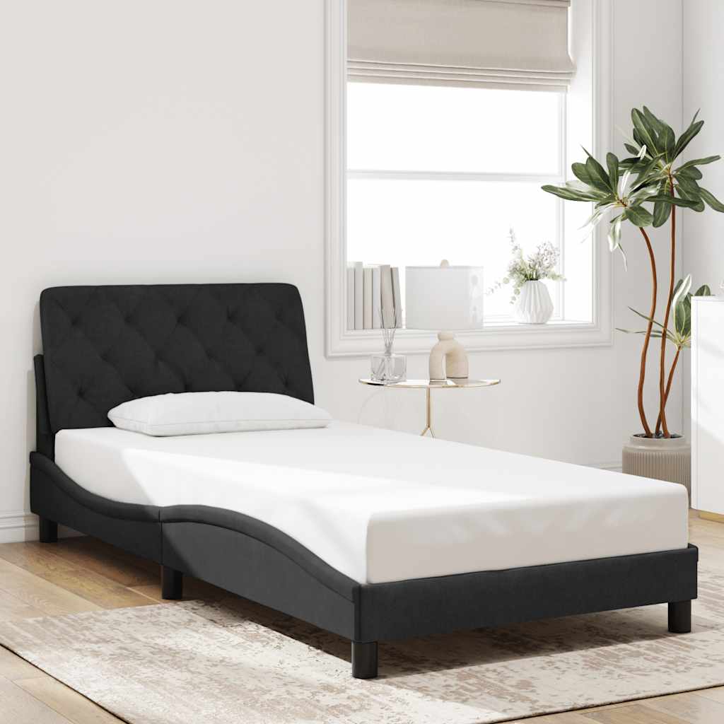 Giroletto senza Materasso Nero 100x200 cm in Velluto
