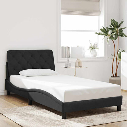 Giroletto senza Materasso Nero 100x200 cm in Velluto