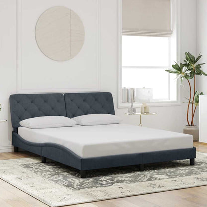 Giroletto senza Materasso Grigio Scuro 160x200 cm Velluto