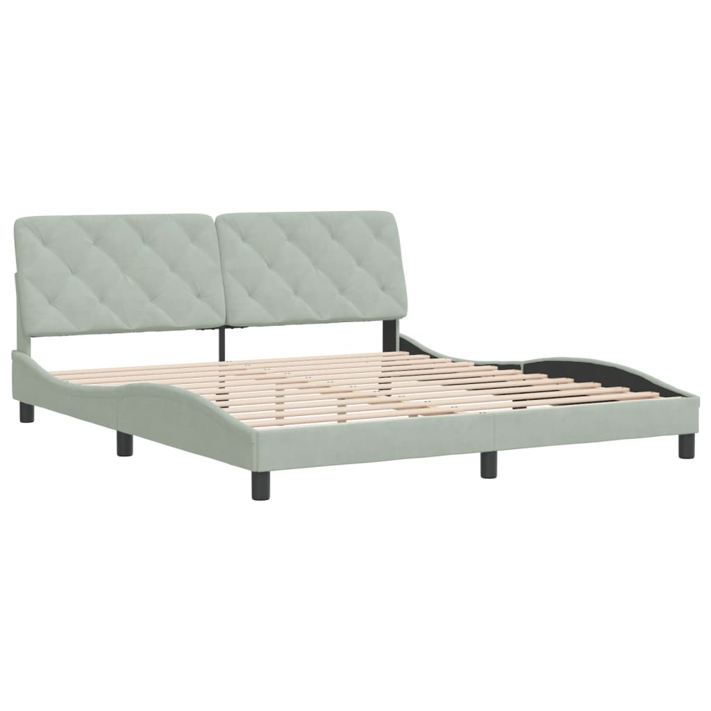 Giroletto senza Materasso Grigio Chiaro 180x200 cm Velluto