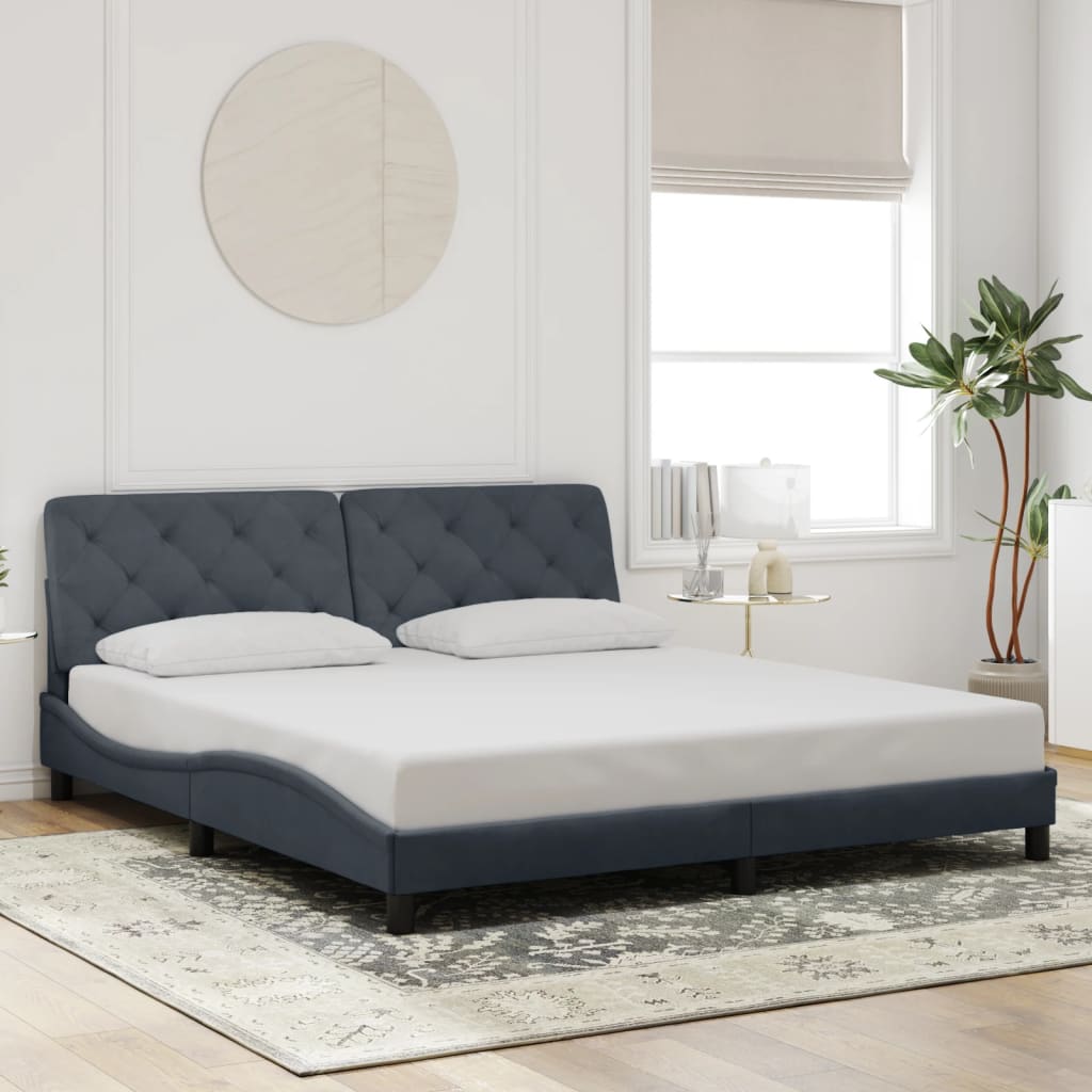Giroletto senza Materasso Grigio Scuro 180x200 cm Velluto