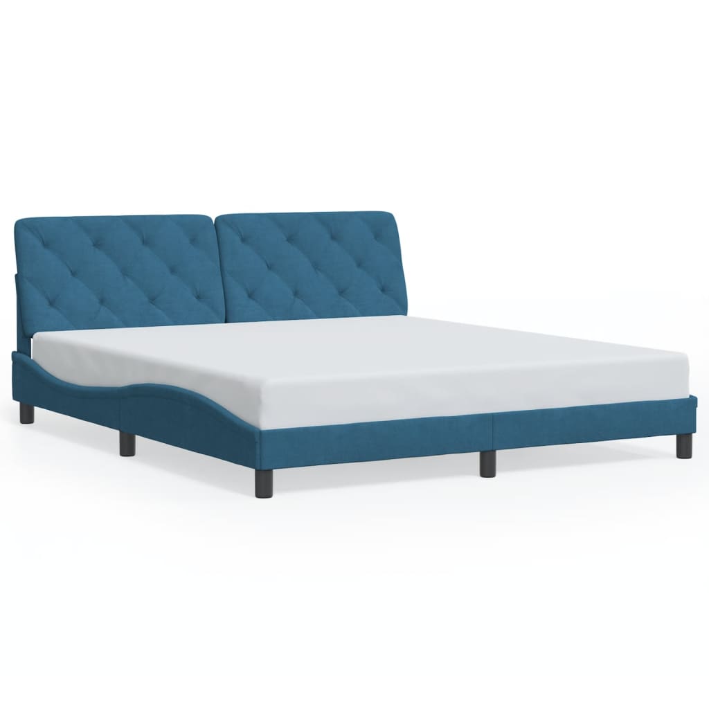 Giroletto con Testiera Blu 180x200 cm in Velluto