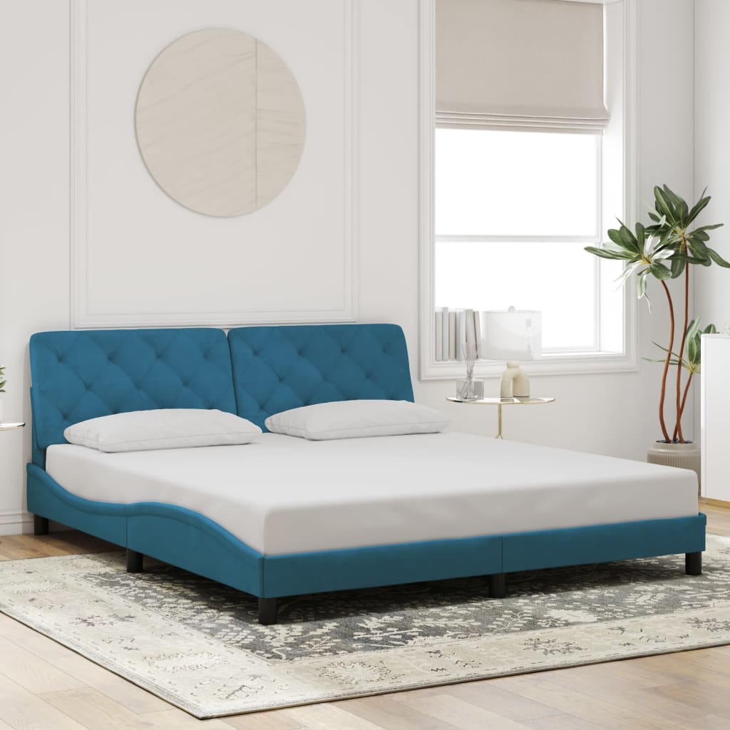 Giroletto con Testiera Blu 180x200 cm in Velluto