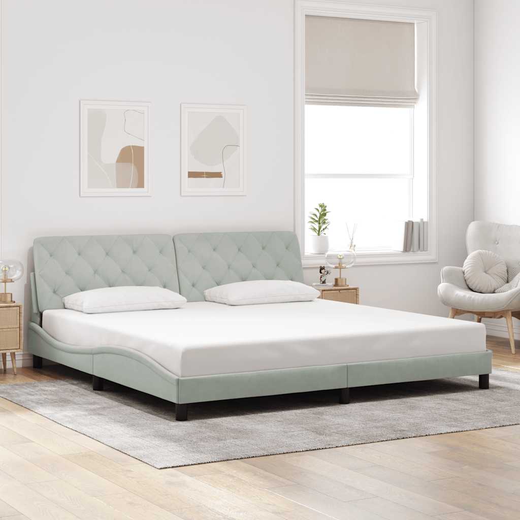 Giroletto senza Materasso Grigio Chiaro 200x200 cm Velluto