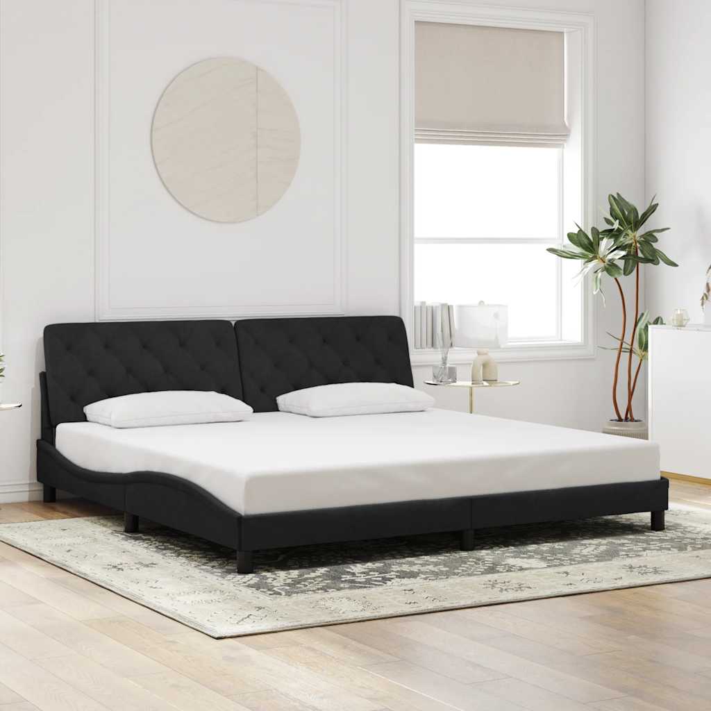 Giroletto senza Materasso Nero 200x200 cm in Velluto