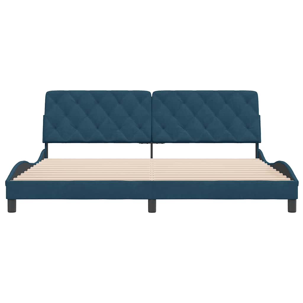 Giroletto senza Materasso Blu 200x200 cm in Velluto