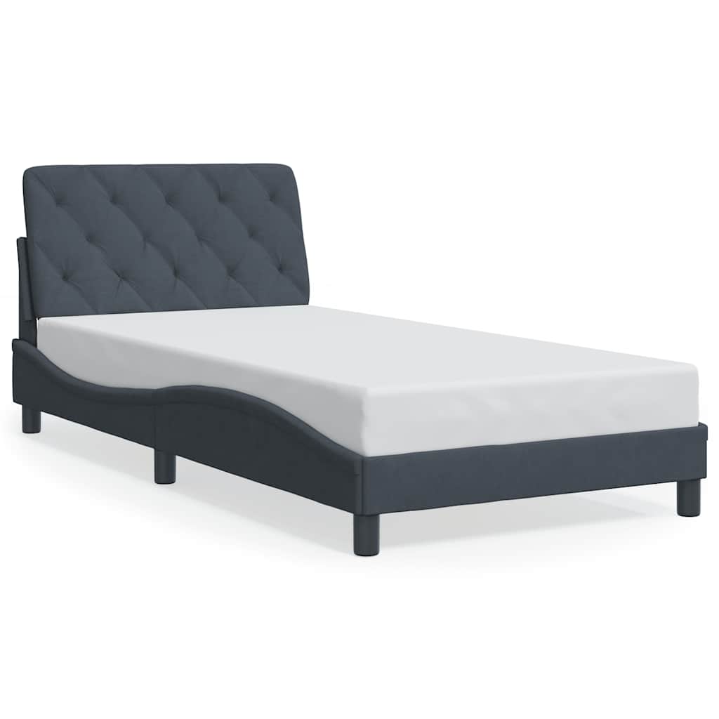 Giroletto senza Materasso Grigio Scuro 100x203 cm in Velluto