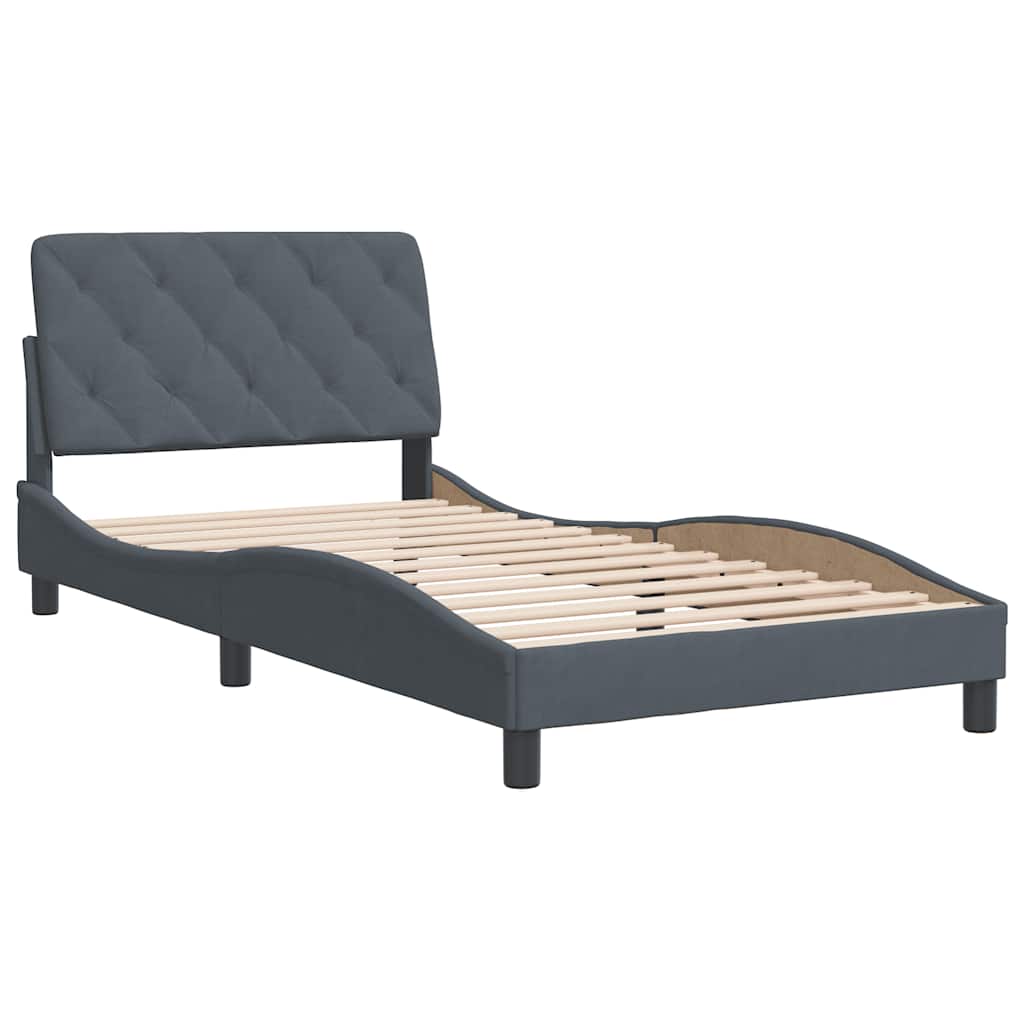 Giroletto senza Materasso Grigio Scuro 100x203 cm in Velluto