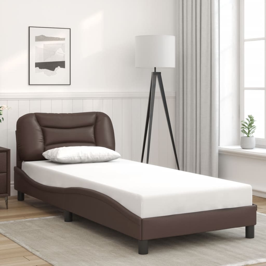 Giroletto con Testiera Marrone 90x190 cm in Similpelle