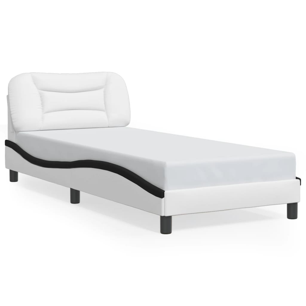 Giroletto con Testiera Bianco e Nero 90x200 cm in Similpelle