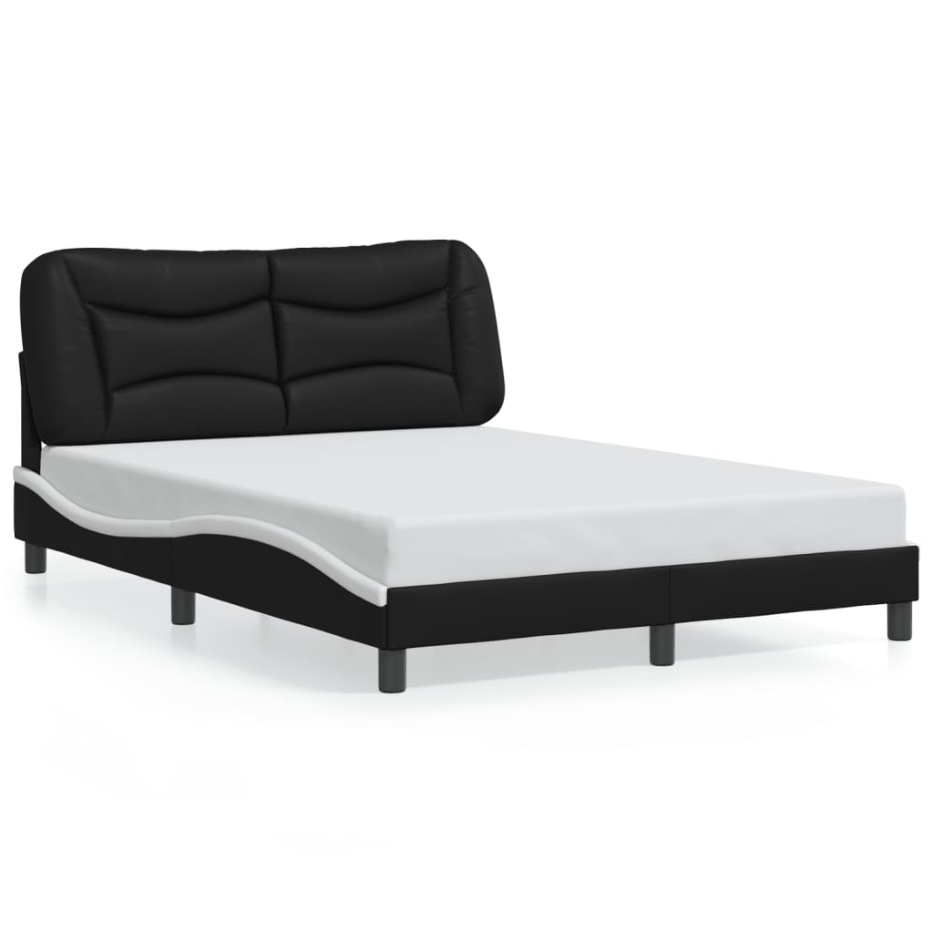 Giroletto con Testiera Nero e Bianco 120x200 cm in Similpelle
