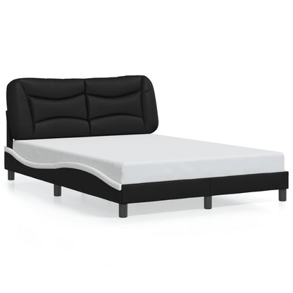 Giroletto con Testiera Nero e Bianco 120x200 cm in Similpelle