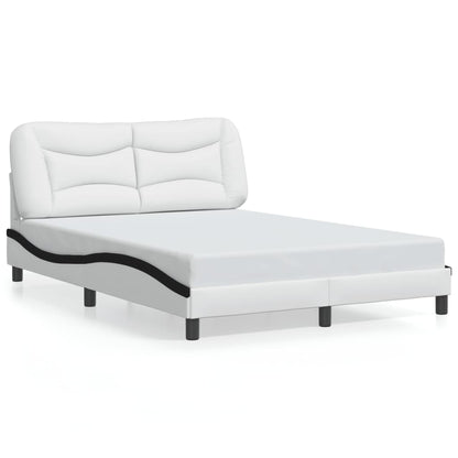 Giroletto con Testiera Bianco e Nero 140x190 cm in Similpelle