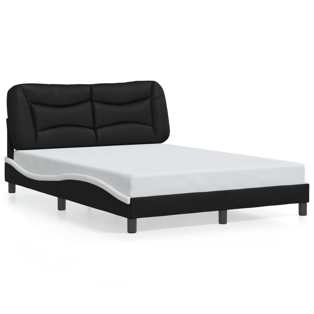 Giroletto con Testiera Nero e Bianco 140x200 cm in Similpelle