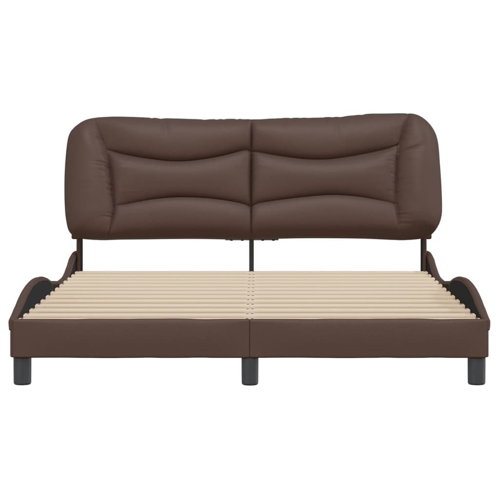 Giroletto con Testiera Marrone 160x200 cm in Similpelle