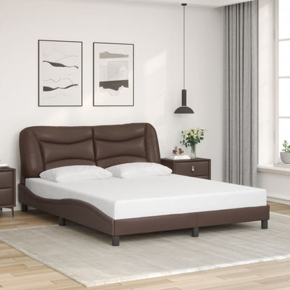 Giroletto con Testiera Marrone 160x200 cm in Similpelle
