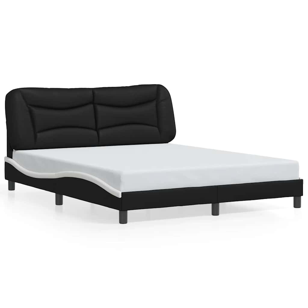 Giroletto senza Materasso Hvar Nero e Bianco 160x200 cm in Similpelle