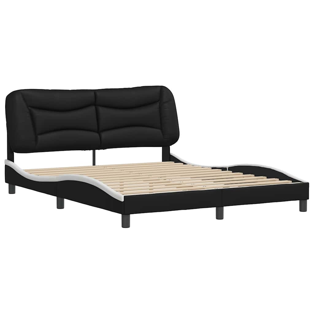 Giroletto senza Materasso Hvar Nero e Bianco 160x200 cm in Similpelle
