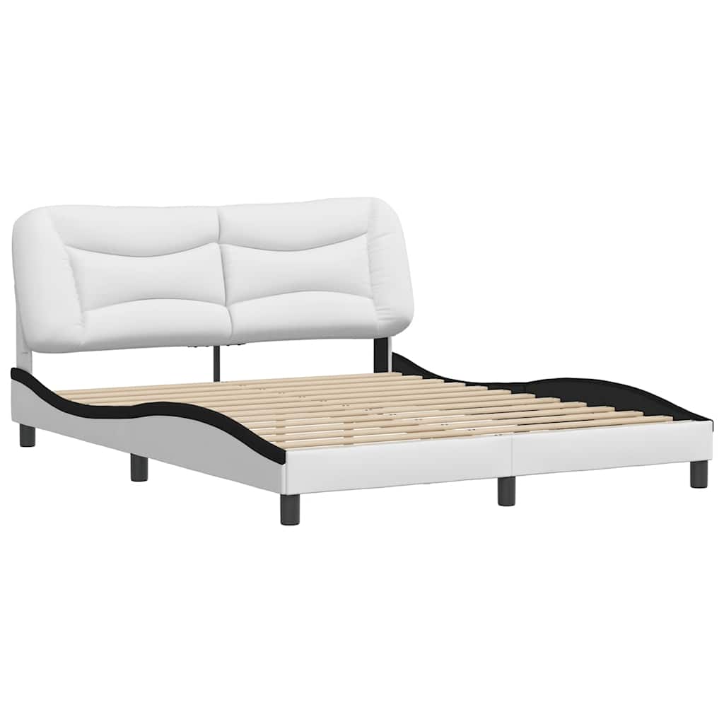 Giroletto senza Materasso Hvar Nero e Bianco 160x200 cm in Similpelle
