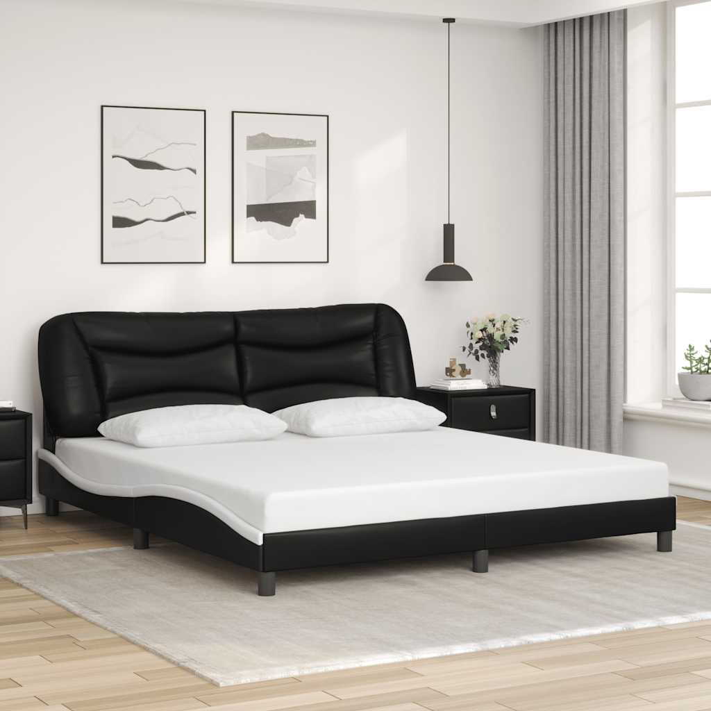 Giroletto senza Materasso Hvar Nero e Bianco 180x200 cm in Similpelle