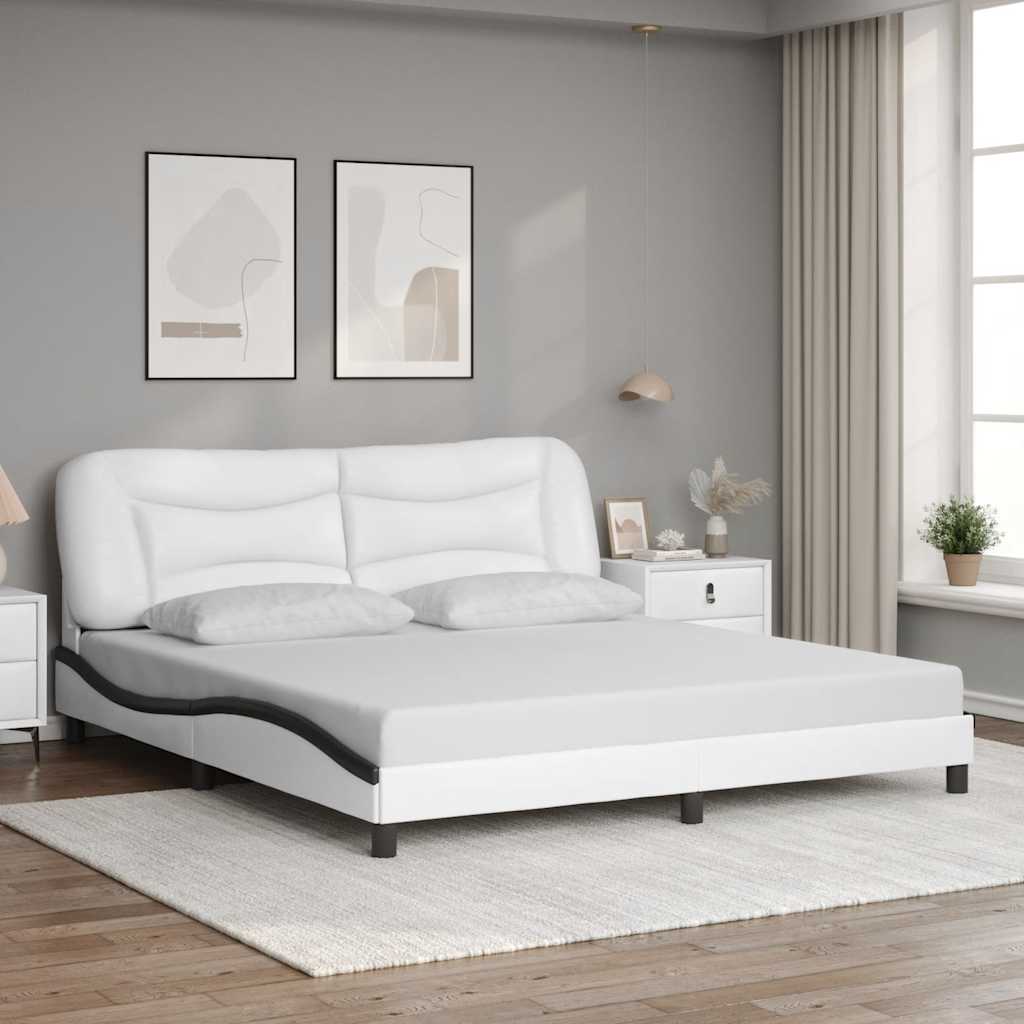 Giroletto senza Materasso Hvar Bianco e Nero 180x200 cm in Similpelle