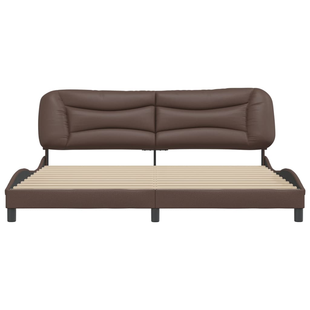 Giroletto con Testiera Marrone 200x200 cm in Similpelle