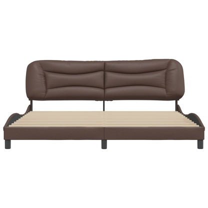 Giroletto con Testiera Marrone 200x200 cm in Similpelle